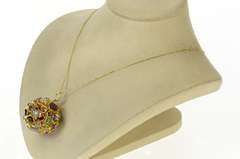 18K Yellow Gold 1960's Multi Gemstone Sputnik Ball Statement Pendant