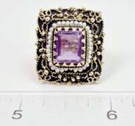 Jawdropping Amethyst Coctail Ring in 14K Yellow Gold