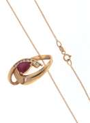 Attractive Rose Gold Ruby and Diamond Pendant on Chain