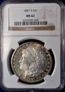 1887-S Morgan Silver Dollar NGC MS62 Die Cracks On Reverse.