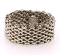 Sterling silver Tiffany & Co mesh chain ring