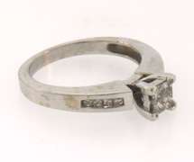 14k white gold cathedral setting diamond cluster ring