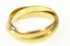 18K Yellow Gold Cartier Trinity Rolling Three Band Designer Ring
