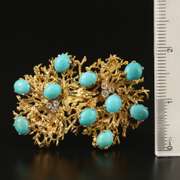 18K yellow gold Turquoise and Diamond Converter Brooch with Reef Design