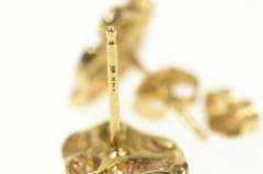 14K Yellow Gold Animal Paw Print Dog Wolf Stud Earrings