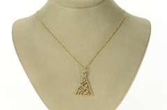 18K Yellow Gold 1.60 Ctw Pave Diamond Triangle Geometric Pendant