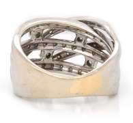 LADIES OVERLAP DIAMOND BURST RING. 14K WHITE GOLD