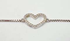 Sterling Silver Heart Anklet with Crystals