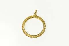 14K Yellow Gold 31.1mm Round Bezel Rope Trim Coin Holder Pendant