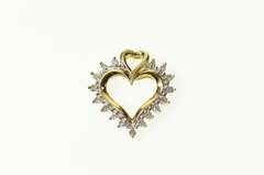 10K Yellow Gold Classic Diamond Heart Love Symbol Pendant