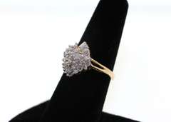 14kt Yellow Gold Diamond Cluster Ring with Baguettes