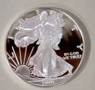 2001 W  Proof  Silver Eagle W Box And Paper