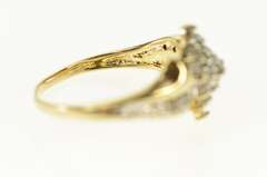 10K Yellow Gold Classic Diamond Cluster Bypass Statement Ring