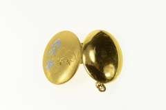 Gold Plated Two Tone Floral Fruit Motif Oval Photo Picture Pendant