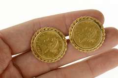 14K Yellow Gold 1881 Liberty $5 Half Eagle Coin Five Dollar Cuff Links