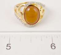 Fabulous 2.57CTS Ethiopian Opal Set in Gold Plated Sterling Silver Ring With .26CTW of Accenting Diamonds