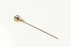 10K Yellow Gold Victorian Amethyst Orante Classic Stick Pin