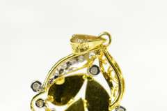 18K Yellow Gold Pear Jade Diamond Accent Statement Pendant