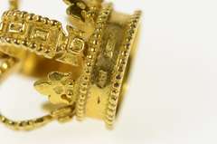9K Yellow Gold 3D Crown Royalty Symbol Ornate King Queen Charm/Pendant