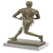 Hot Cast Rugged Rugby Player Bronze Sculpture Marble Base Statue Figure