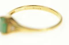 14K Yellow Gold Oval Emerald Diamond Accent Classic Ring