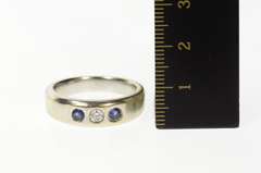 14K White Gold 0.30 Ctw Men's Diamond Sapphire Wedding Band Ring