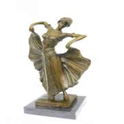 Dancer Bronze Sculpture on Marble Base Figurine