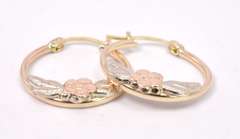 Interesting Tricolor Gold Flower Design Earrings