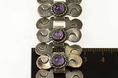 Sterling Ornate Taxco Amethyst Swirl Link Mexican Bracelet