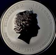 2015 Australia $2 2oz .999 Silver Year Of The Goat.