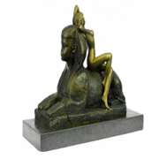 Egyptian Pyramid Famous Sphinx Creature Bronze Sculpture Mythological Art Statue