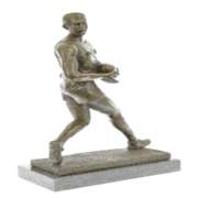 Hot Cast Rugged Rugby Player Bronze Sculpture Marble Base Statue Figure