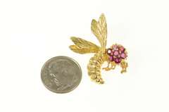 14K Yellow Gold Ruby Cluster Wasp Hornet Yellow Jacket Pin/Brooch