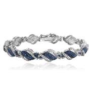 1/4 Ct Blue & White Diamond Twist Bracelet