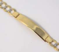 Italian Style Yellow Gold Diamond Cut Cuban ID Bracleet