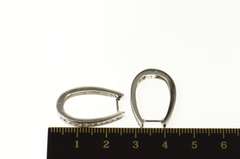 14K White Gold 0.75 Ctw Oval Diamond Statement Hoop Earrings