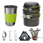 10 Pcs 1-2 People Camping Cookware Set Foldable