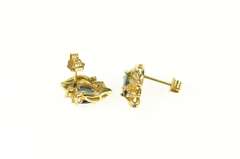 14K Yellow Gold Oval Natural Sapphire Diamond Accent Stud Earrings