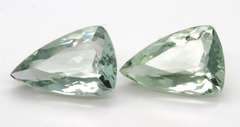 Pair of Trillion Cut Green Amethyst Gemstones, 25.45ct