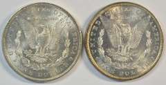 Very Choice BU 1879 & 1880 Morgan Silver Dollars. Nice