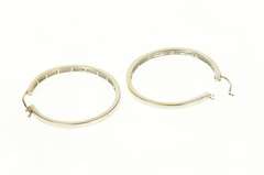 14K White Gold 0.99 Ctw Diamond Classic Statement Hoop Earrings