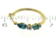 Charming Yellow Gold Blue Topaz & Diamond Hoop Earrings