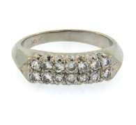 14k white gold diamond band ring with shared prong setting