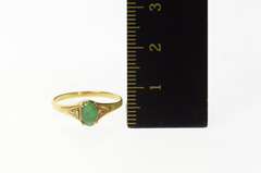 14K Yellow Gold Oval Emerald Diamond Accent Classic Ring