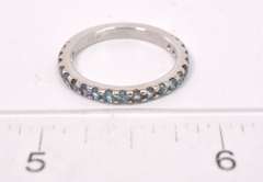 Brilliant Ladies Band Style Ring with Aquamarine Gemstones in 18K White Gold