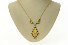 14K Yellow Gold 1950's Ornate Diamond Neck Tie Chain Necklace