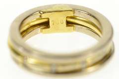 18K Yellow Gold Ornate Two Tone Interlocked Diamond Band Ring
