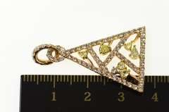18K Yellow Gold 1.60 Ctw Pave Diamond Triangle Geometric Pendant