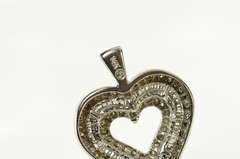 14K White Gold Diamond Encrusted Heart Love Symbol Pendant