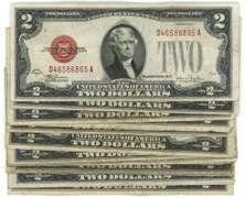 13 Nice 1928 Series $2 Red Seal Notes in Circ